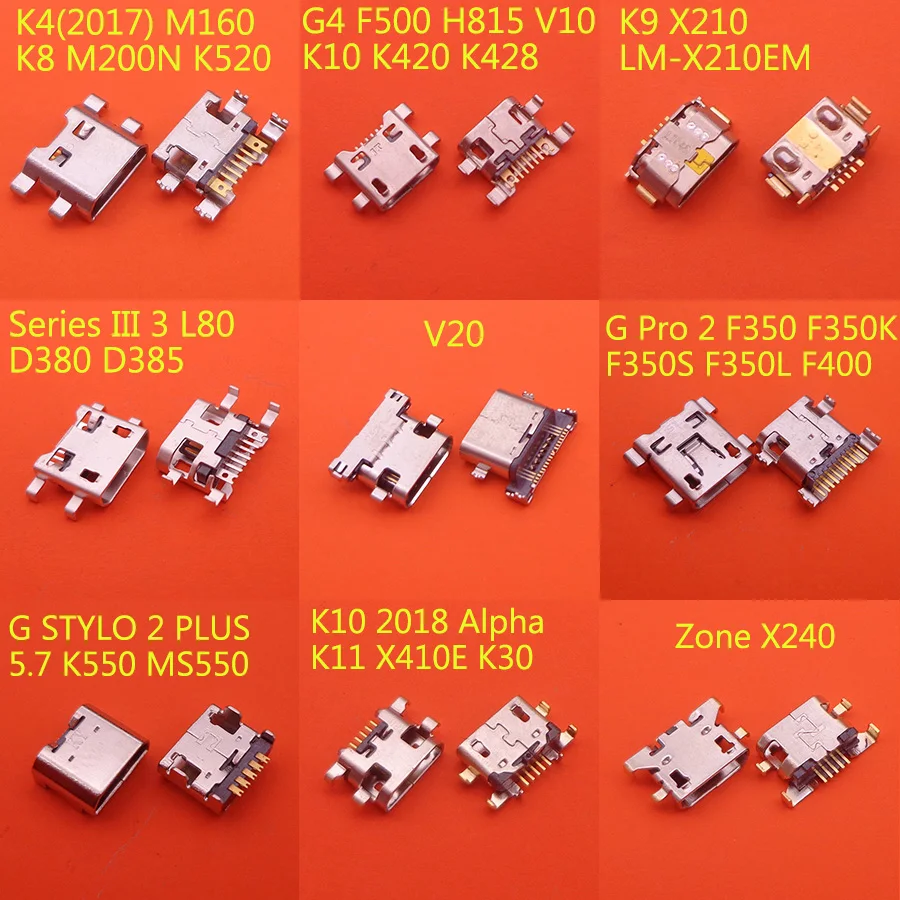 10ks Micro USB Nabíjacie zástrčky konektor pre LG K4 (2017) M160 K8 M200N K520 V20 G7 Thinq G710 K10 2018 Series III 3