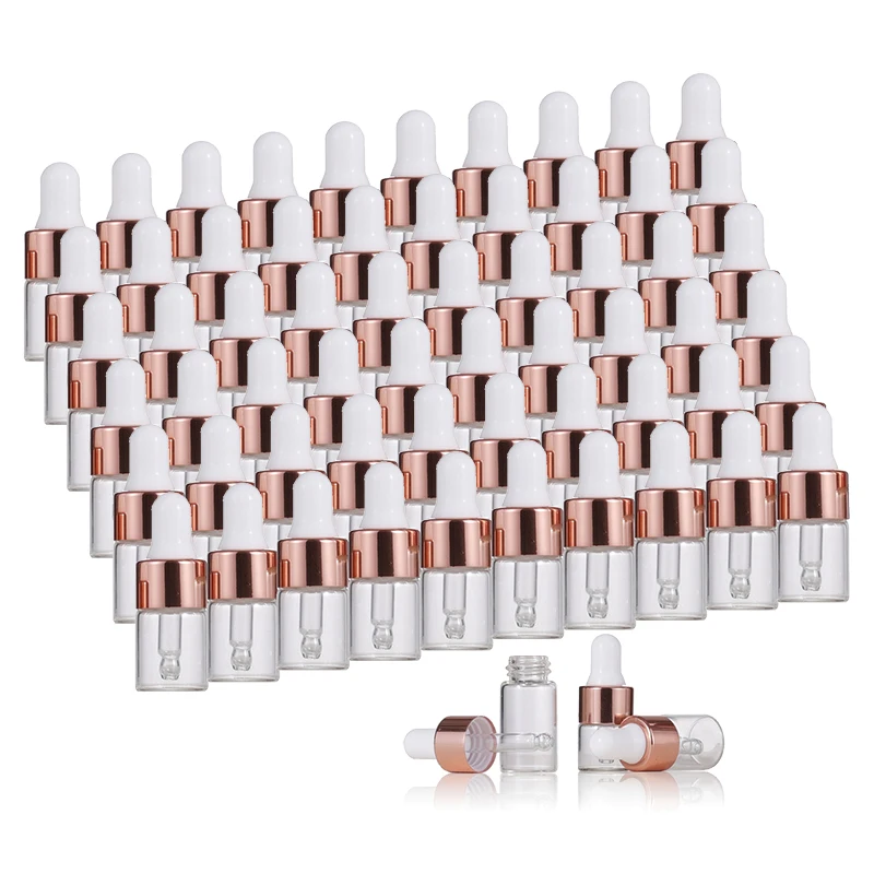 10ks Mini fľaše s kvapkadlom sklo prázdne éterické olejové aromaterapeutické fľaše 1 ml 2 ml 3 ml 5 ml fľaše na pipety ružového zlata.