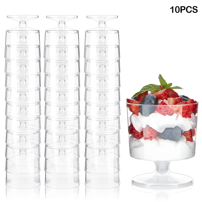 10ks na jednorazové dezertné šálky Jelly Cup Univerzitné plastové šálky Priehľadné peny Jogurt Jogurt Cups Pekáčanie nádoby na pečenie