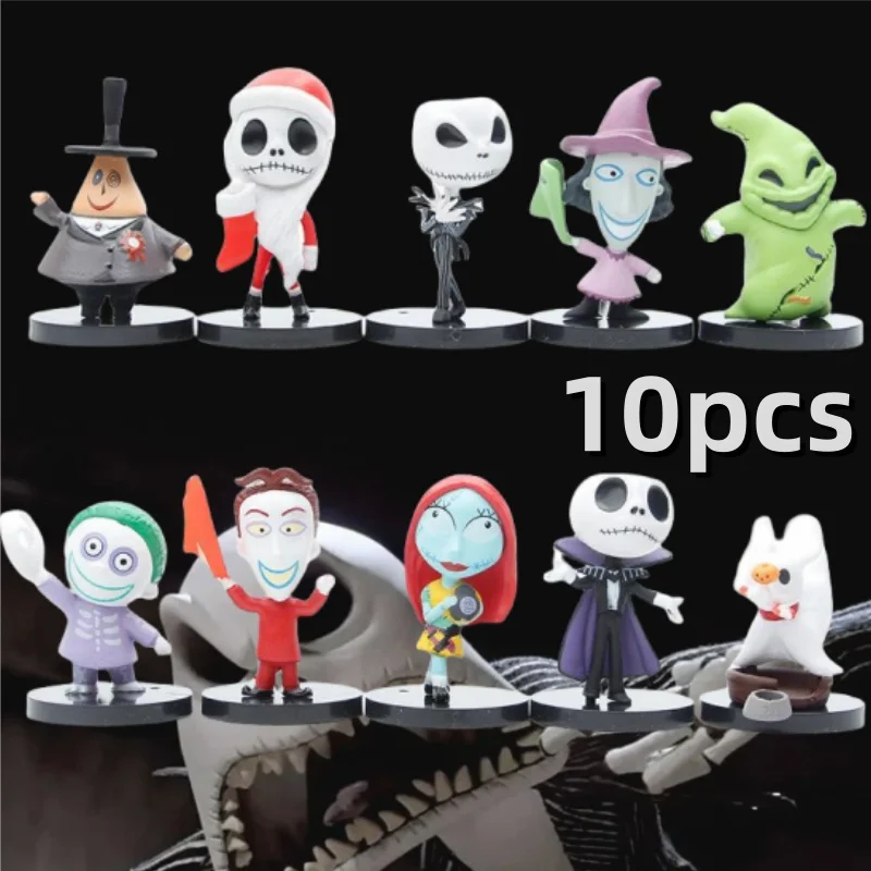 10ks/nastavte anime nočnú moru pred Vianocami Sally Jack Skallington Vianoce PVC Model Vinyl Action Figurín darček