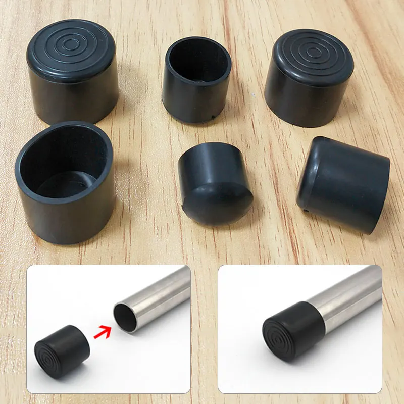 10ks nekĺzané čierne kreslá čiapky Silikónové podlahové chrániče chránené vankúšiky Round 16mm stolové stolové kryty ponožky