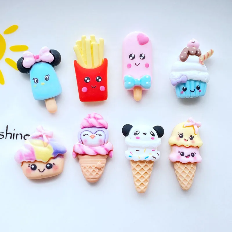 10ks Nové roztomilé mini karikatúra zmrzliny Plochá zadná živica Cabochons Scrapbooking DIY šperky remeselné dekorácie Doplnky