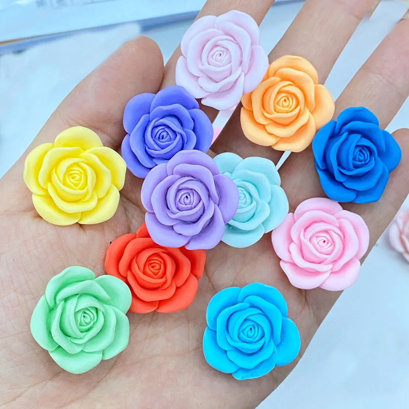 10ks Nový roztomilý Mini 23mm Rose Series Flat zadná živica Cabochons Scrapbooking DIY šperky remeselnícke dekorácie Accessorie