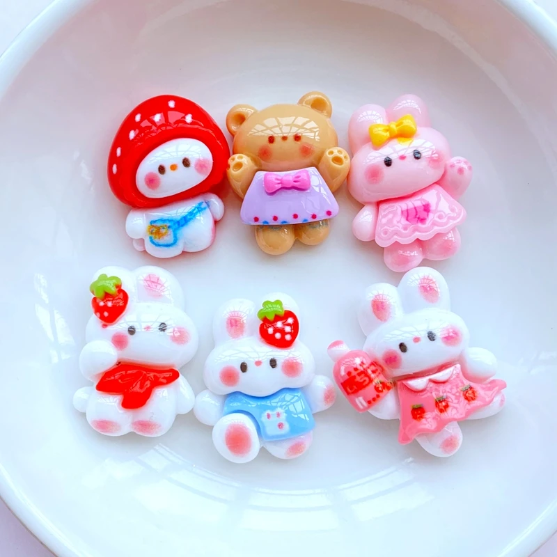 10ks Nový roztomilý mini medveď, králičie ploché zadné živice Cabochons Scrapbooking DIY šperky remeselníc