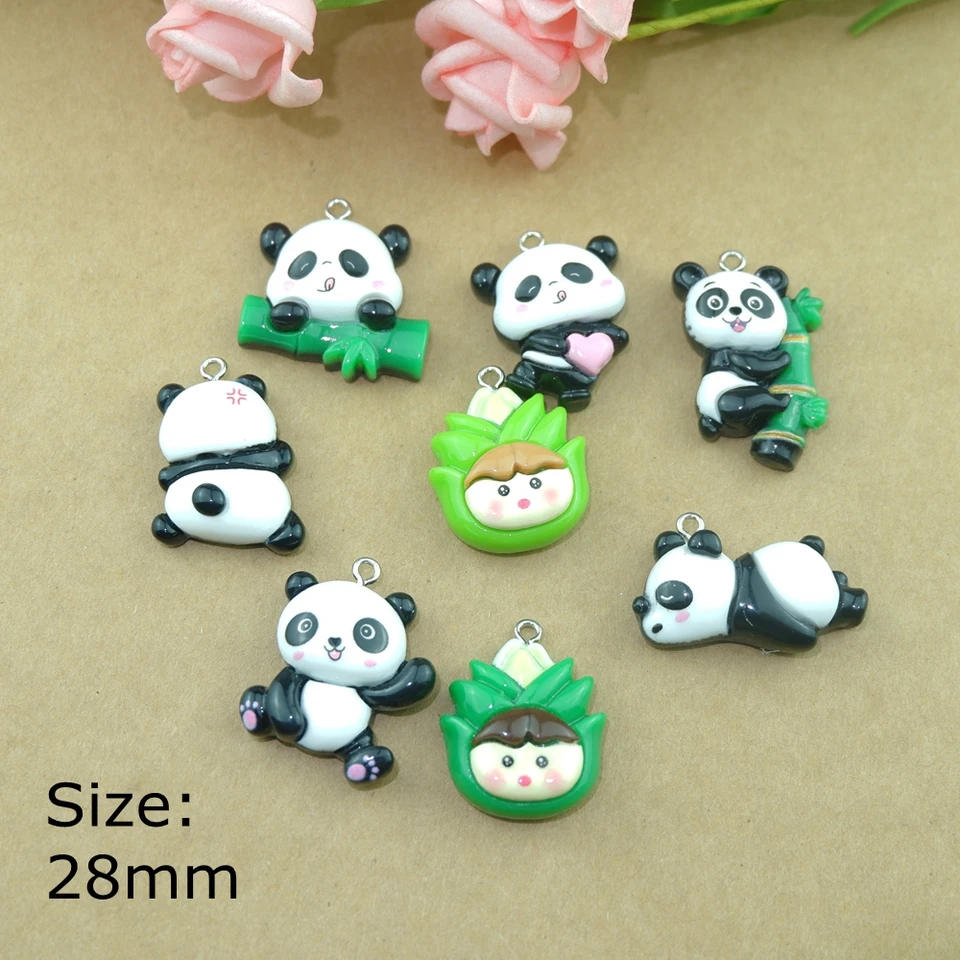 10ks Panda Charms Resin plochý zadný náramok s náramkami Káč