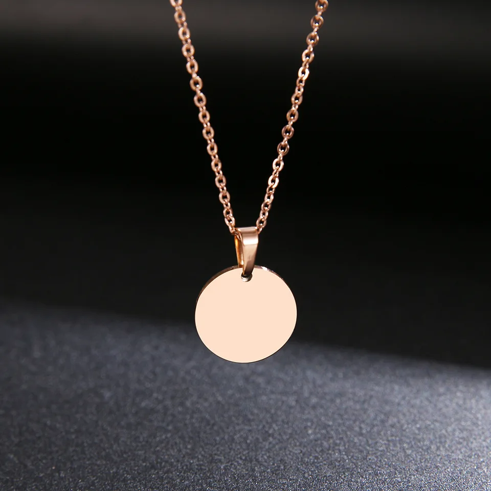 10ks/par z nehrdzavejúcej ocele Náhrdelník Round Circle Prívesok pre ženy Elegantná kosť Rose gol dnecklace svadobné šperky Veľkoobchod