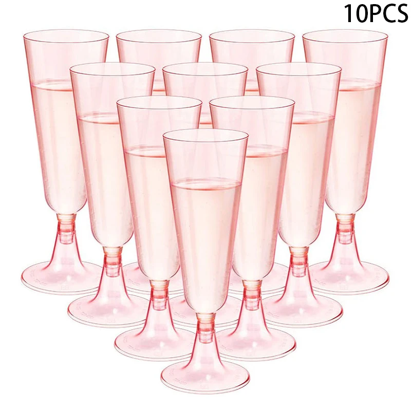10ks Pink Champagne Cup Univerzitné plastové šálky šálky svadobné narodeninové večere Dodávky Drink červené víno zmrzlina pohár