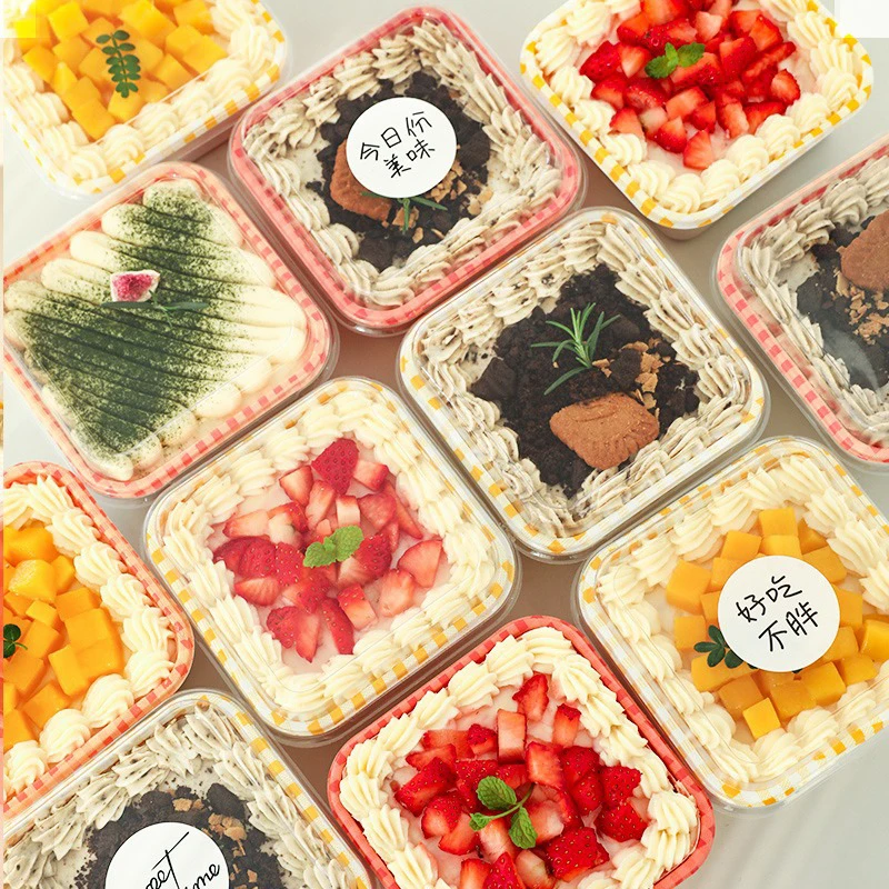 10ks plastový koláč Mousse Dezert Cup Yogurt Food Cytle s čírym vekom Melaleuca Pastry Cukr Box Balenie Box