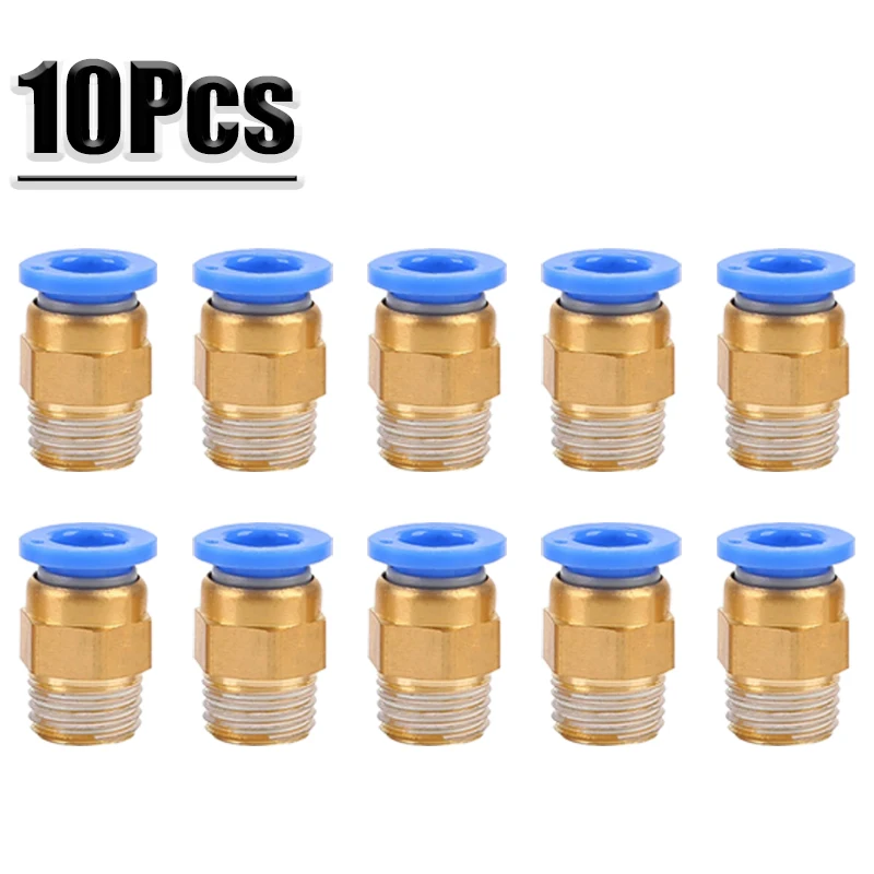10ks pneumatický vzduchový konektor PC 4 mm 6 mm 10 mm 12 mm vlákno 1/4 