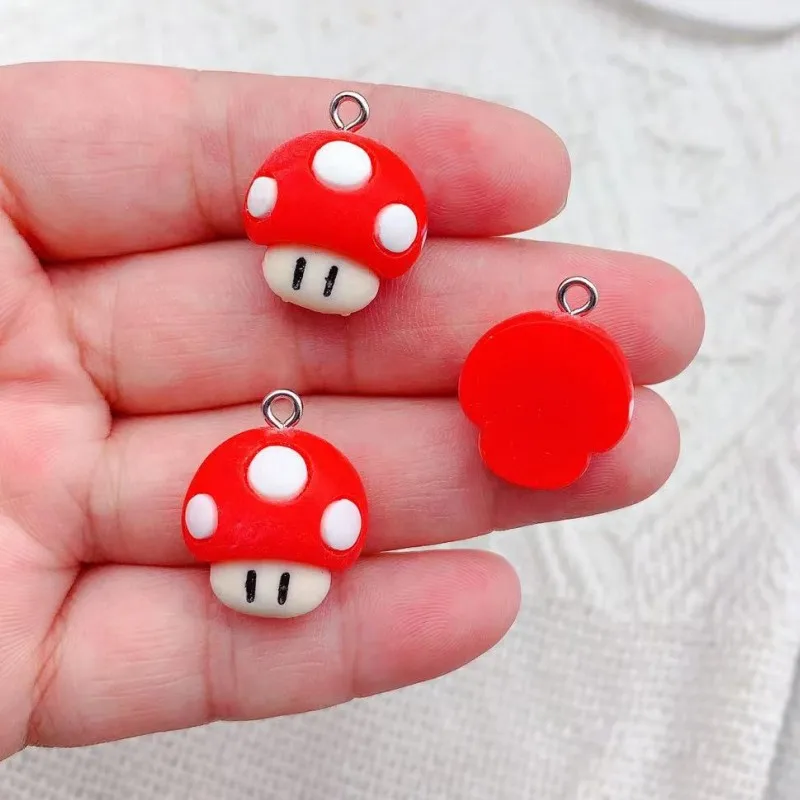 10ks Populárna hra huby živice kúzla pre náušnice výroby roztomilých jedál Cartoon Flatback Cabochon Beads Jewelry DIY