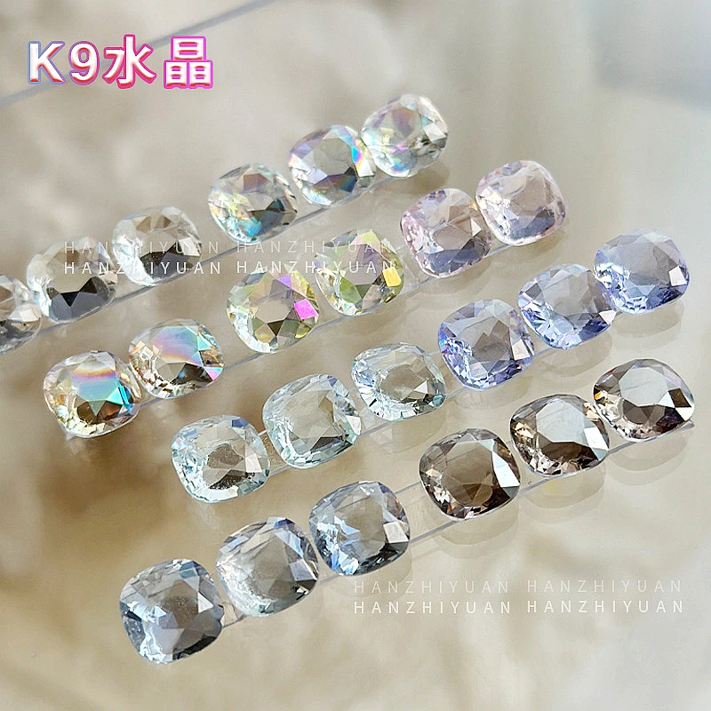 10ks Priehľadné tukové štvorcové diamantové nechtové umenie Kúzla príslušenstvo K9 Crystal Shapones pre nechty