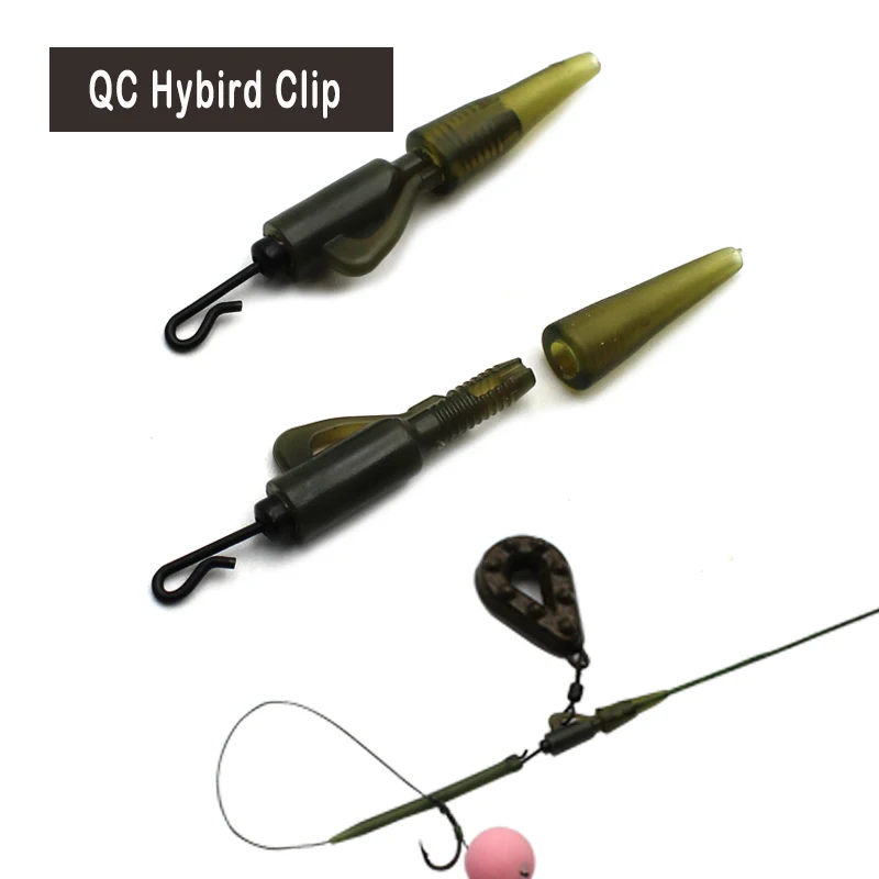 10ks QC Hybird Clip Tail Gum Guma Vysoko kvalitný materiál Proti spleti rukávy Hiar Hiar Rig pre príslušenstvo k rybárskym náradím kaprov