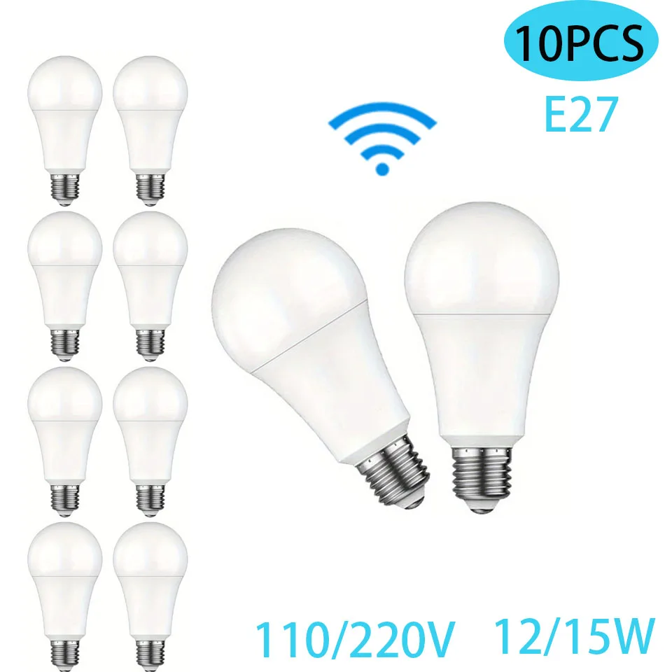 10ks Radarový pohybový snímač LED žiarovka Smart LED LED AC110/220V LED Žiarovka 12W 15 W pre domácu parkovisko Kúpeľňa Kúpeľňa schodisko Pathway Outdoor