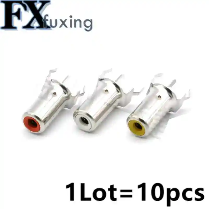 10ks RCA Vertikálne lotos soket s jedným otvorom priame vloženie rovnakého jadra AV Socket Audio a Video Socket Whitered AV-8.4-2 13,5 mm