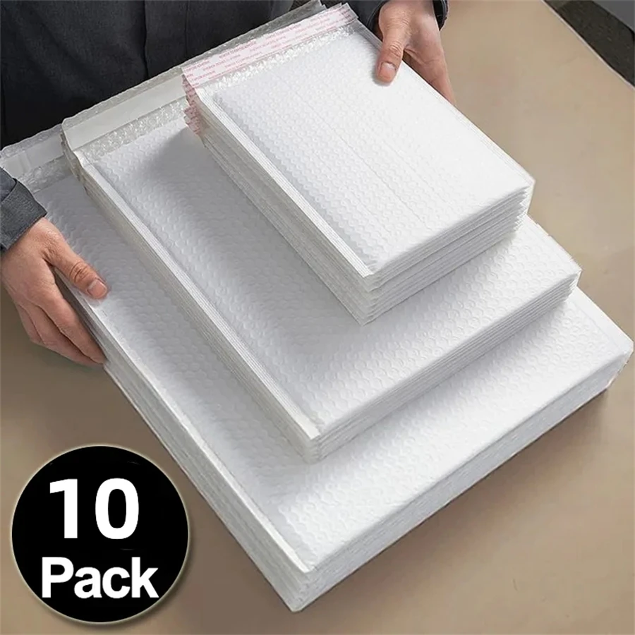 10ks/set 13x15 hite self-spadne vodotesná bublinková taška pre malé podniky Mailing Balíček Waterproof Boutique Mailing Bag šperky