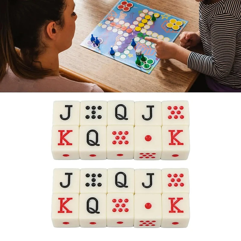10ks/set 16 mm štvorcový roh akrylového pokerového kocka JQK kockova stolová hra kocky španielsky kocky pre zábavu hračky pre rodinné krčmy
