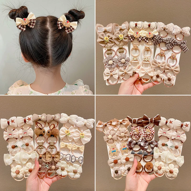 10ks/set detská karikatúra vlasová kapela Girls Dievčatá roztomilé kravaty na vlasy Princess Elastic Gume Bands Headbands Kids Hair Accessories