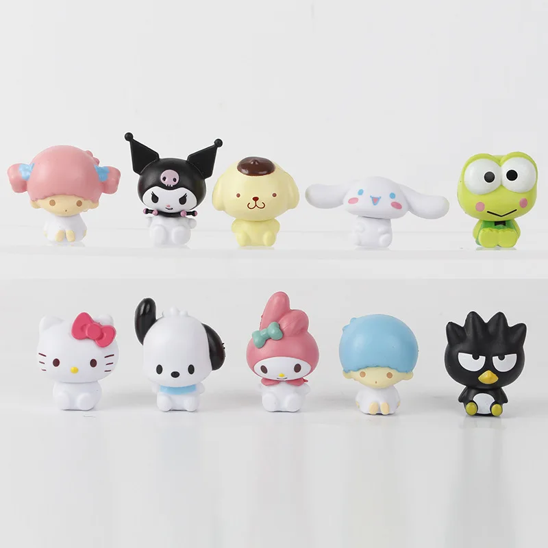 10ks/set shell my melody kuromi pachacco lala kiki roztomilý kartón Anime Action figure hračky 5-7 cm