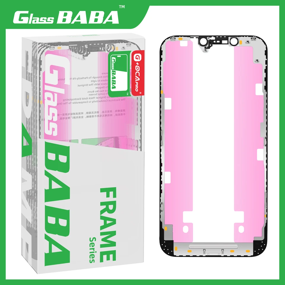10ks sklo Baba G+OCA PRO Vysoko kvalitný rám predného rámu s lepiacou páskou pre iPhone x xs 11 12 13 Mini 14 Pro Max