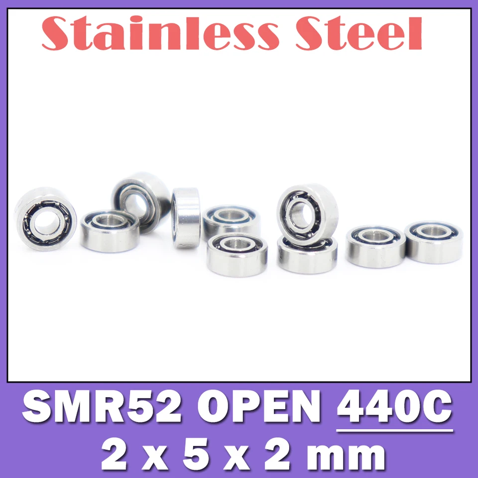 10ks SMR52 Lose 2*5*2 mm z nehrdzavejúcej ocele Miniatúrne otvorené guľôčkové ložiská s MR52 L-520