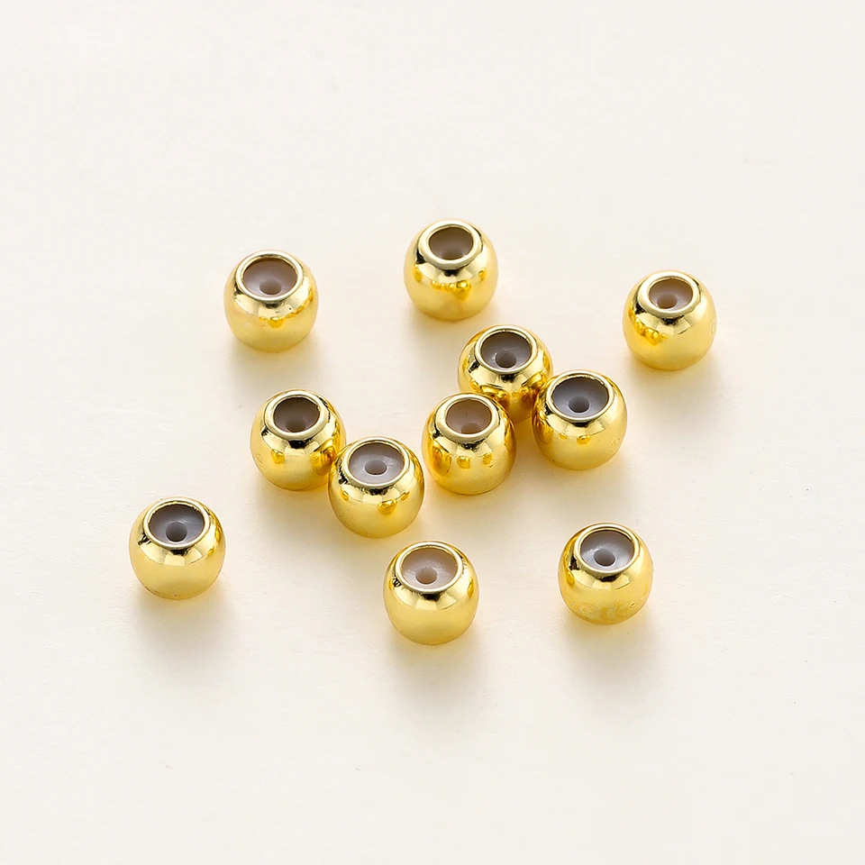 10ks spacer guľôčky 3/4/5 mm 14k/18k zlatá farebná mosadzná gumová kúzla konektor pre kutilové šperky výroby doplnkov