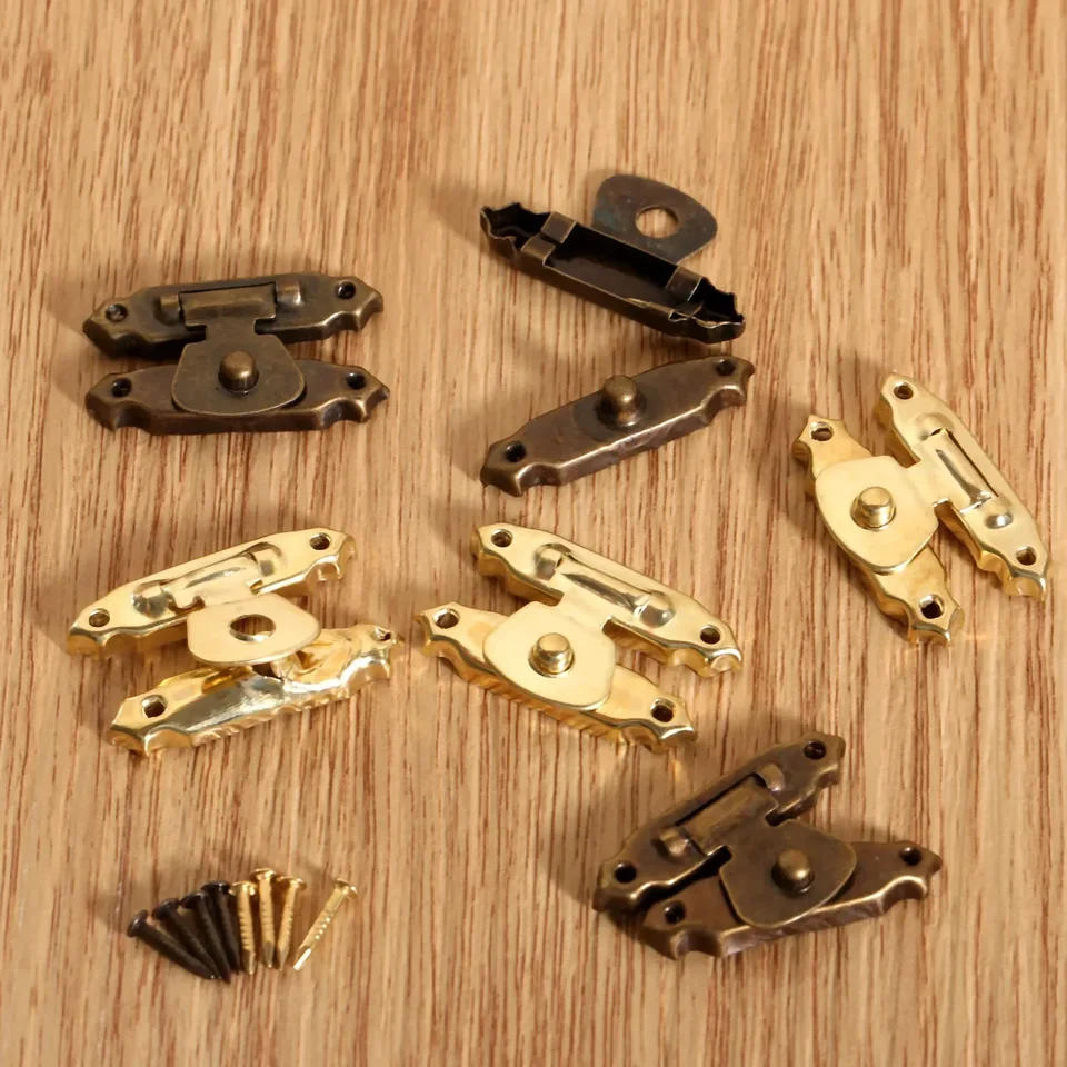 10ks starožitné bronzové/zlaté železné šperky darčekové krabičky visiace hasps západky spona zámok zámok drevený vínny box pracku nábytok Hardware 26*15 mm