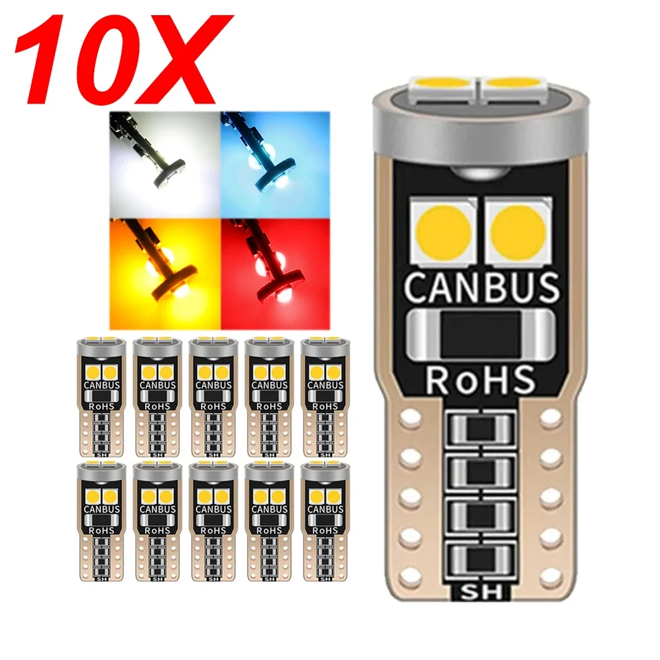 10ks T10 W5W 3030 6SMD Super Bright LED parkovisko Parkovacie svetlá Wy5W Automatické klinové otočné žiarovky Canbus žiadna chyba biela červená žltá