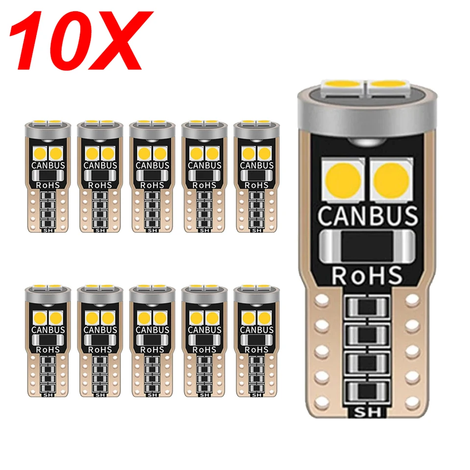 10ks T10 W5W 3030 6SMD Super Bright LED parkovisko Parkovacie svetlá Wy5W Automatické klinové otočné žiarovky Canbus žiadna chyba biela červená žltá