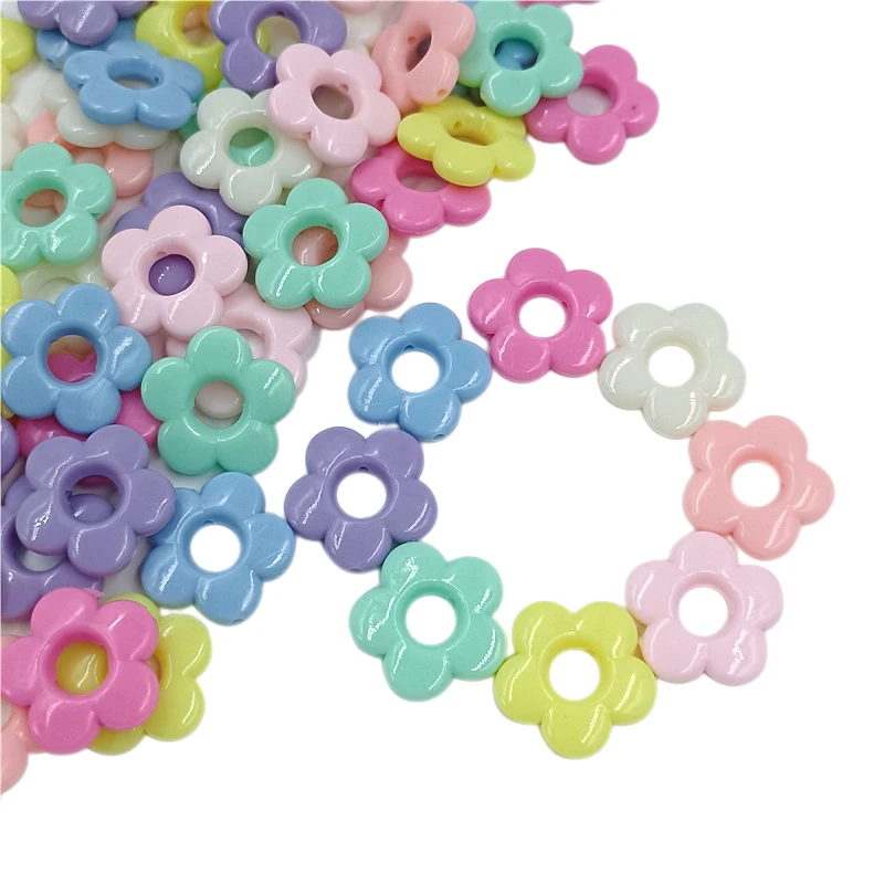 10ks/taška 19 mm Veľká akrylová krémová farba duté kvetinové korálky pre DIY náušnice Náhrdelník Keychain kvetinový prívesok Ručne vyrobený materiál