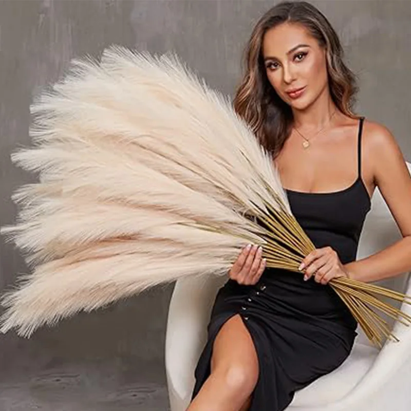 10ks/taška 55 cm majestátny biely faux pampas trávne pobočky pompass pre podlahovú vázu Svadobný dom a boho dekorácia