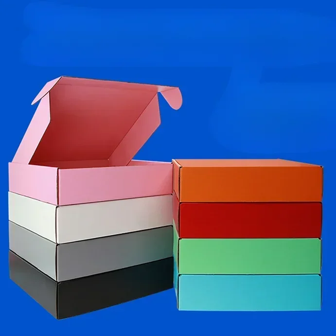 10ks trojnásobná vrstva zvlnený papier hrubý skladací box farebný balený expresný kartónový puzdro oblečenie darčeky kozmetika balíček kartón