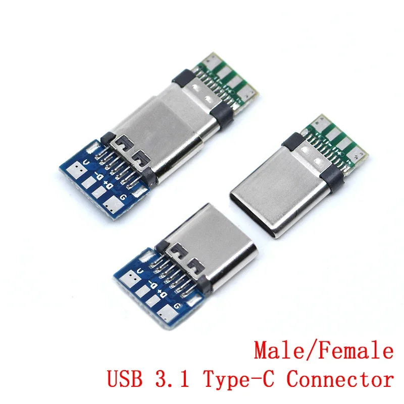 10ks USB 3.1 Konektor typu C 24 PINS Muž / ženská objímka Adaptér kĺbovému drôtu a kábla 24 kolíkov podporuje dosku DPP PCB