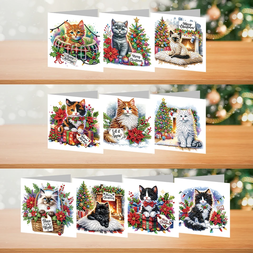 10ks Veselé Vianoce GNOME DIY Diamond Paaling Card Diamond Painting Card Card pre rodinných priateľov darček