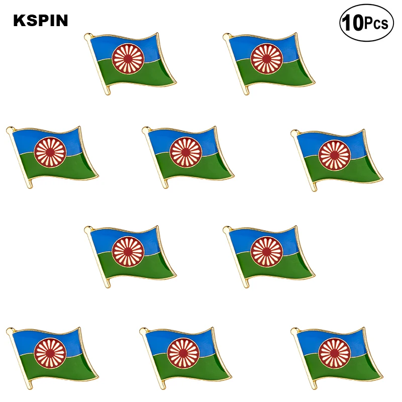 10ks Veľa cigánskej vlajky rímske národy vlajka laska Pin vlajka odznak Broš