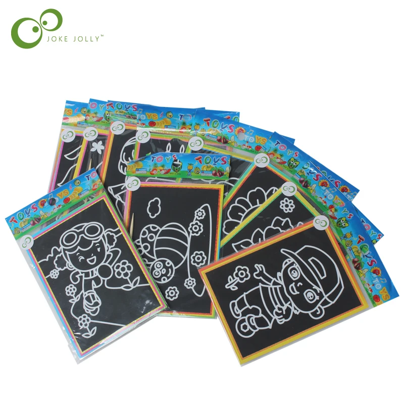 10ks/veľa detských detských detských kúziel Scratch Scratch Art Doodle Pad Painting Cards Hračky skoré vzdelávacie vzdelávanie kresby hračky wyq
