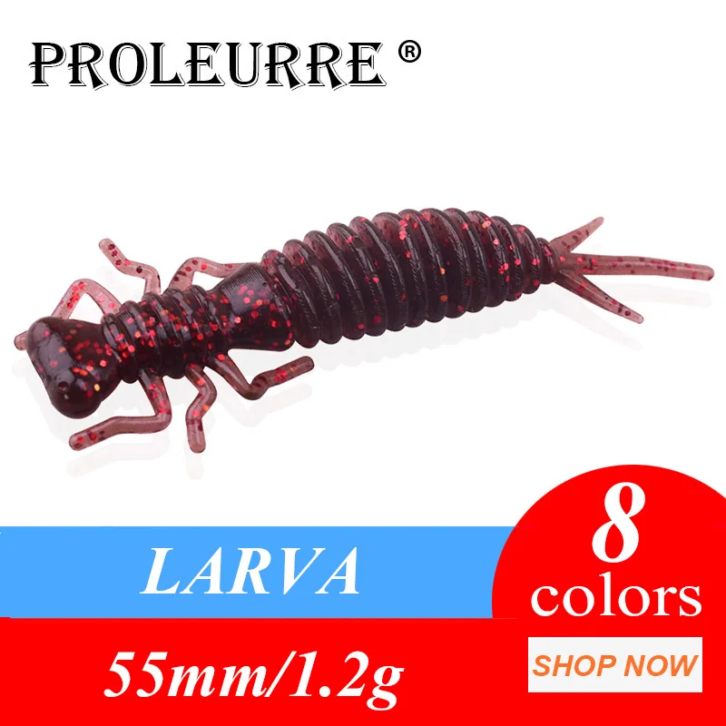 10ks/veľa mäkkých červov Rybárske návnady 55 mm 1,2 g larva mäkké návnady umelé silikónové basové basy Pike Rybolov Wobbler Jigging Plastic Bait