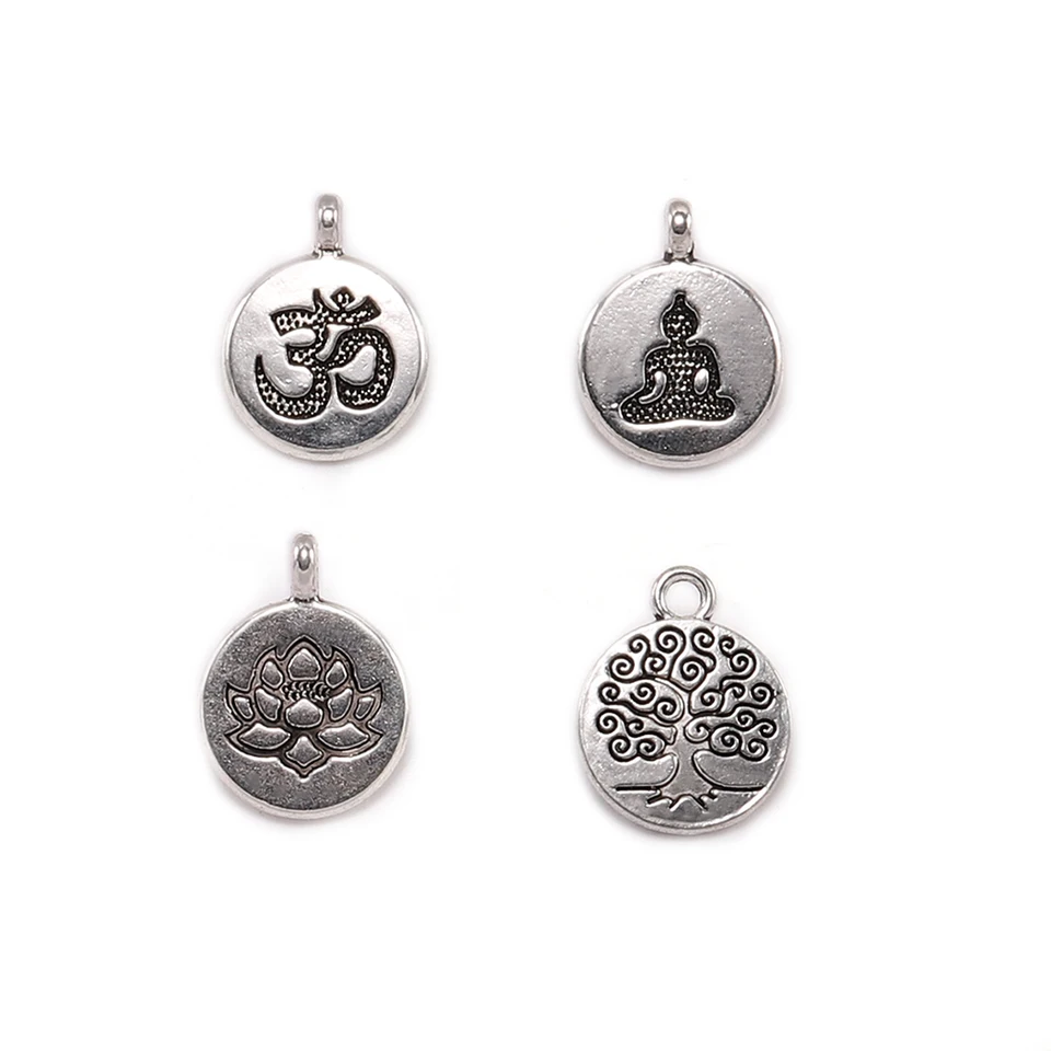 10ks/veľa starožitných čaroty čaro Yoga Om Buddha Lotus Charm Pendants for DIY šperky na výrobu náramkov Náramok