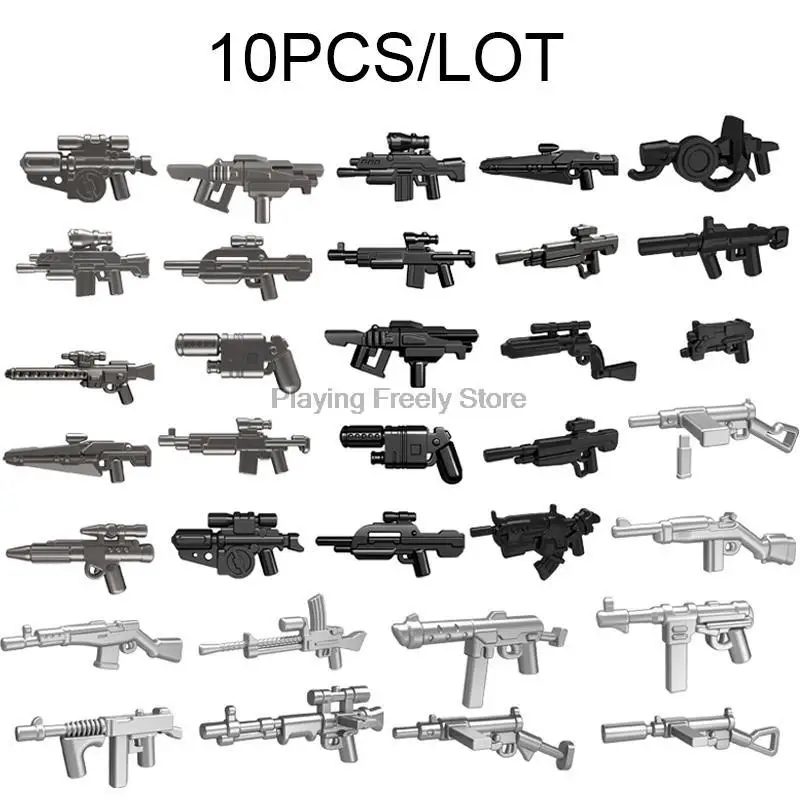 10ks/veľa vojenských sérií pištoľ Pištoľ Pištoľ Brick War Weapon Accessories Soldier Kompatibilný figurín Build Block Block Toy pre deti darček