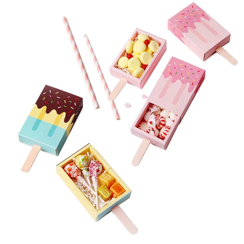 10ks/veľa zmrzliny Candy Box Darčekové boxy balenie ružová modrá
