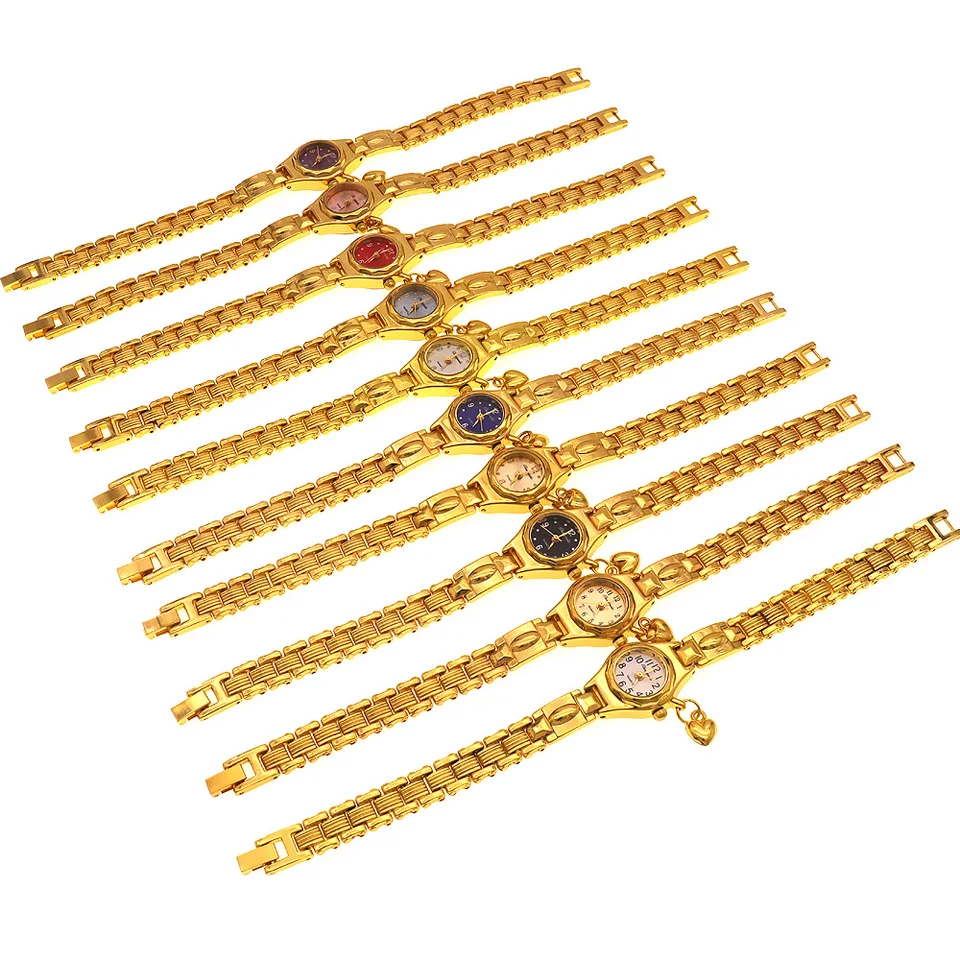 10ks/veľa žien náramok hodinky Majer Golden Relojes Small Dial Dial Quartz Leisure Wristwatch Female Ladies Elegantné rellogio hodiny