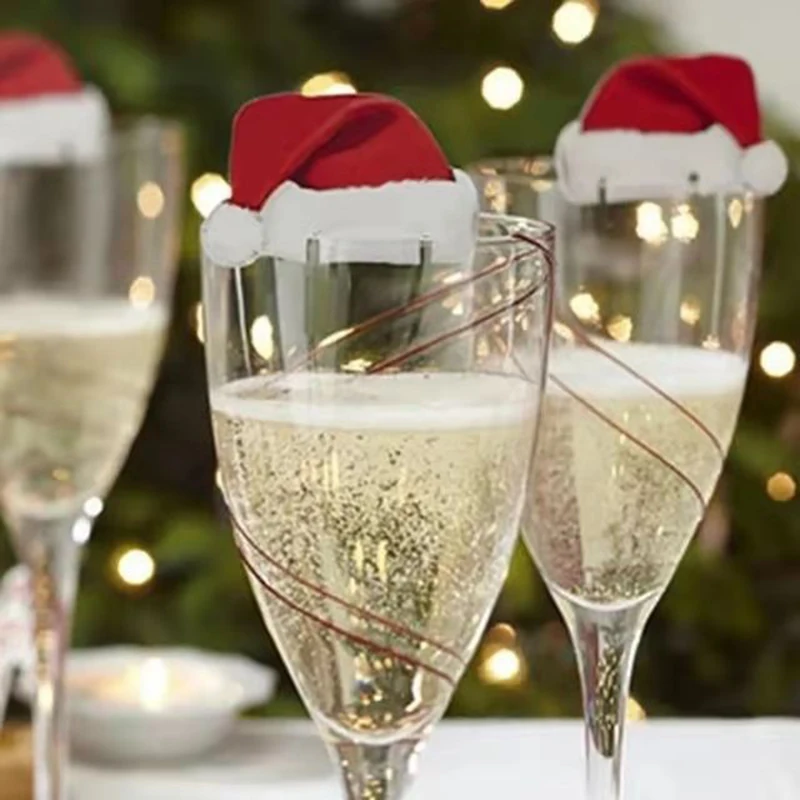 10ks vianočný pohár karta santa klobúk na víno dekorácie ozdoby Navidad Noel Nový rok darček vianočné dekorácie