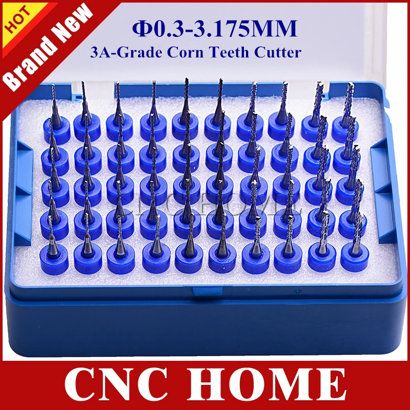 10ks volfrámový oceľový karbidový koncový mlyn CNC kukuričný mletie sada PCB Router Bits Bits Rotary Burrs 3,175 mm SHK CNC gravírovanie bit
