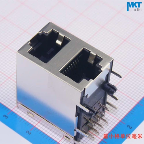 10ks Vzorka 2x1 portov 59 Series stohovanie ženskej RJ45 Ethernet Network LAN PCB Socket Connector Jack