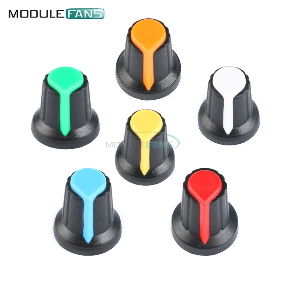 10ks WH148 AG2 Potentiometra KNOB CAP PLASTNÝ KNOB pre priemer 6 mm slivkovú rukoväte žltá oranžová modrá biela červená zelená A-2 DIY