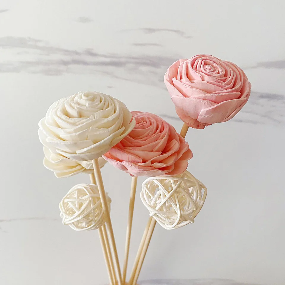 10ks White Pink Rose Rattan Sticks Sticks