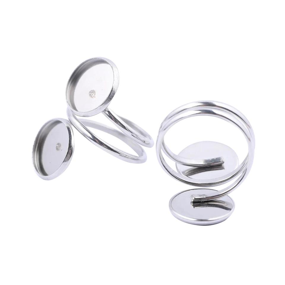 10ks z nehrdzavejúcej ocele Fit 12 mm sklenený kusový prsteň Základné zakladanie základných priestorov DIY šperky výroby dodávok
