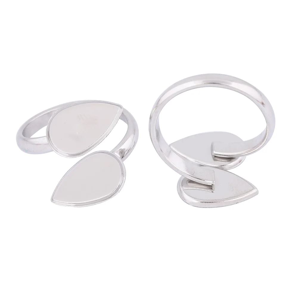 10ks z nehrdzavejúcej ocele nastaviteľné slzy Cabachon Ring Base Nastavenie Blanks 8x13mm Fingerring Ráby pre výrobu šperkov