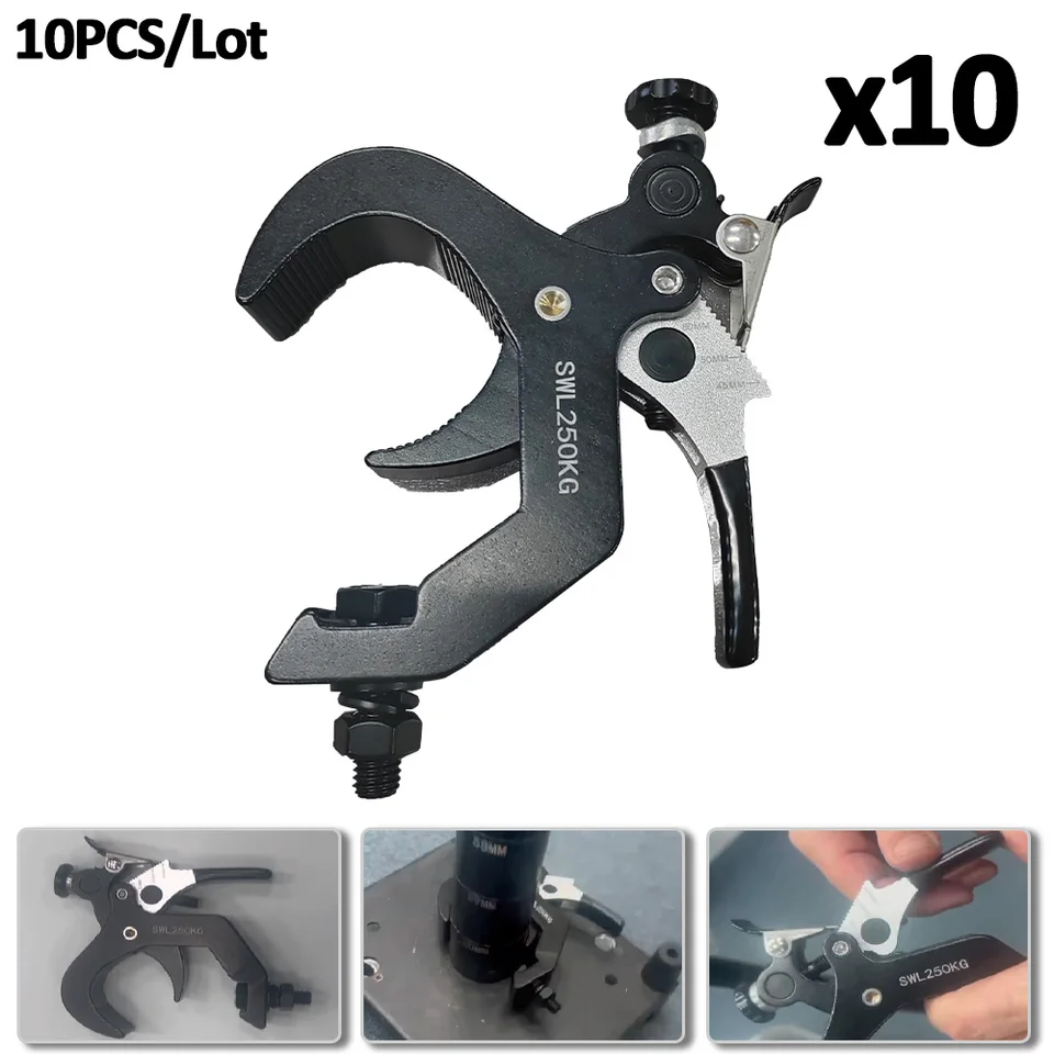 10ks/časť hliníka osvetľovacie svorky Priemer trubice 45-60 mm Skladateľný rýchly zámok Light Hook pre pódiové osvetlenie DJ DISCO ACTISENTS