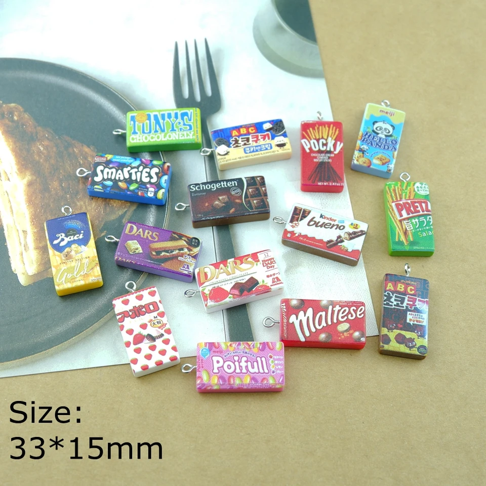 10ks čokoládové cukrovinky Snacks kúzla náramky náušnice Kľúčové reťazce šperky výroby príveskov Dollouse
