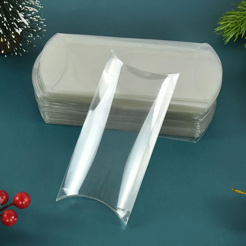 10ks číry plastové škatule pre darčeky PVC Packing Box TRESTRATNÝ VANEČNÝ Tvar Candy Darčekové boxy Svadobné večere Vianoce